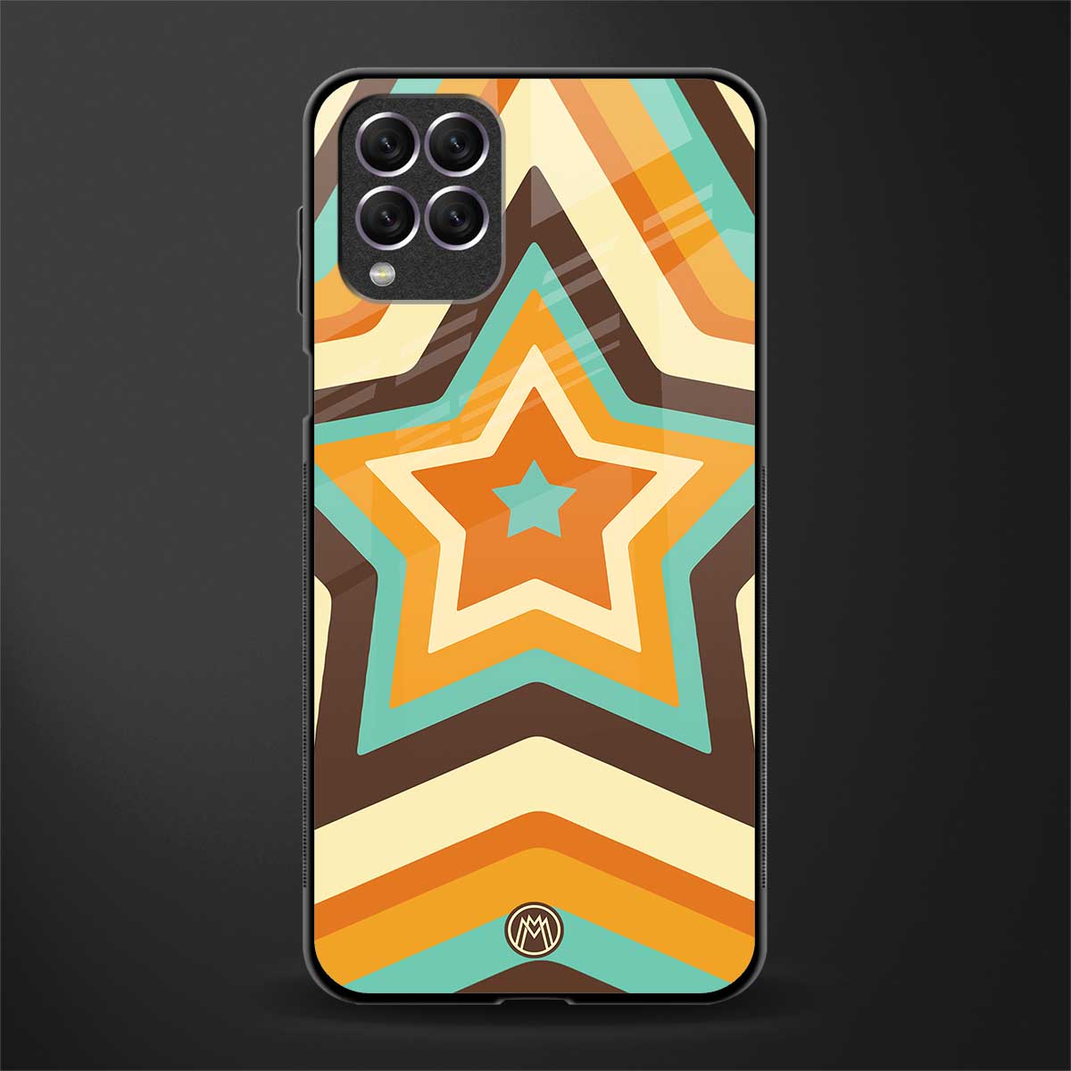 y2k orange brown stars glass case for samsung galaxy f62 image