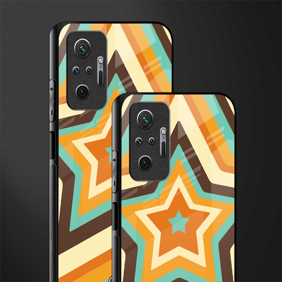 y2k orange brown stars glass case for redmi note 10 pro image-2