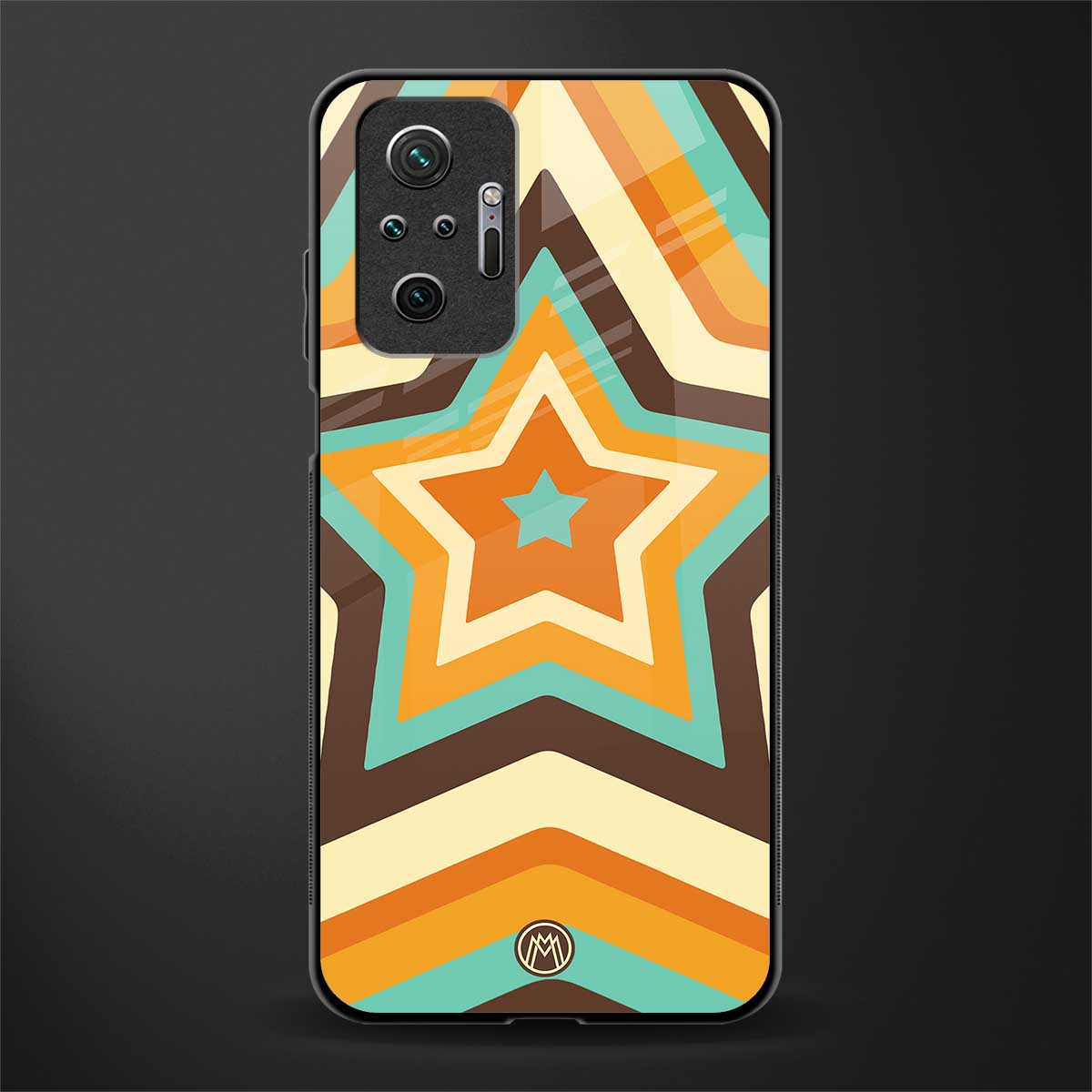 y2k orange brown stars glass case for redmi note 10 pro max image