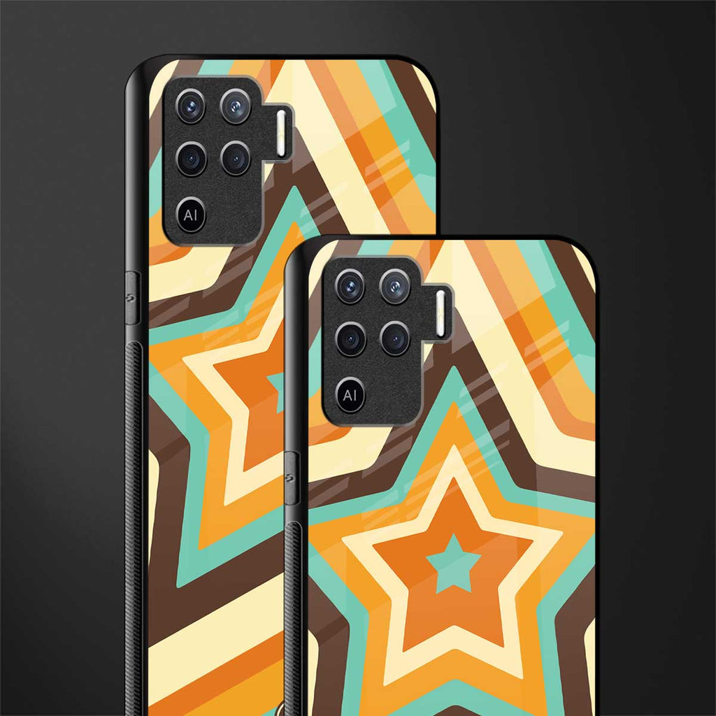 y2k orange brown stars glass case for oppo f19 pro image-2