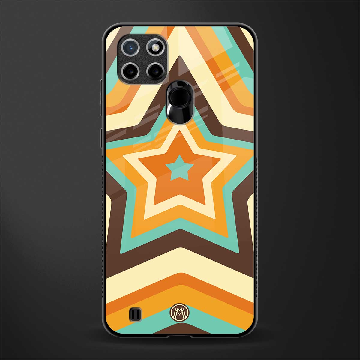 y2k orange brown stars glass case for realme c21 image