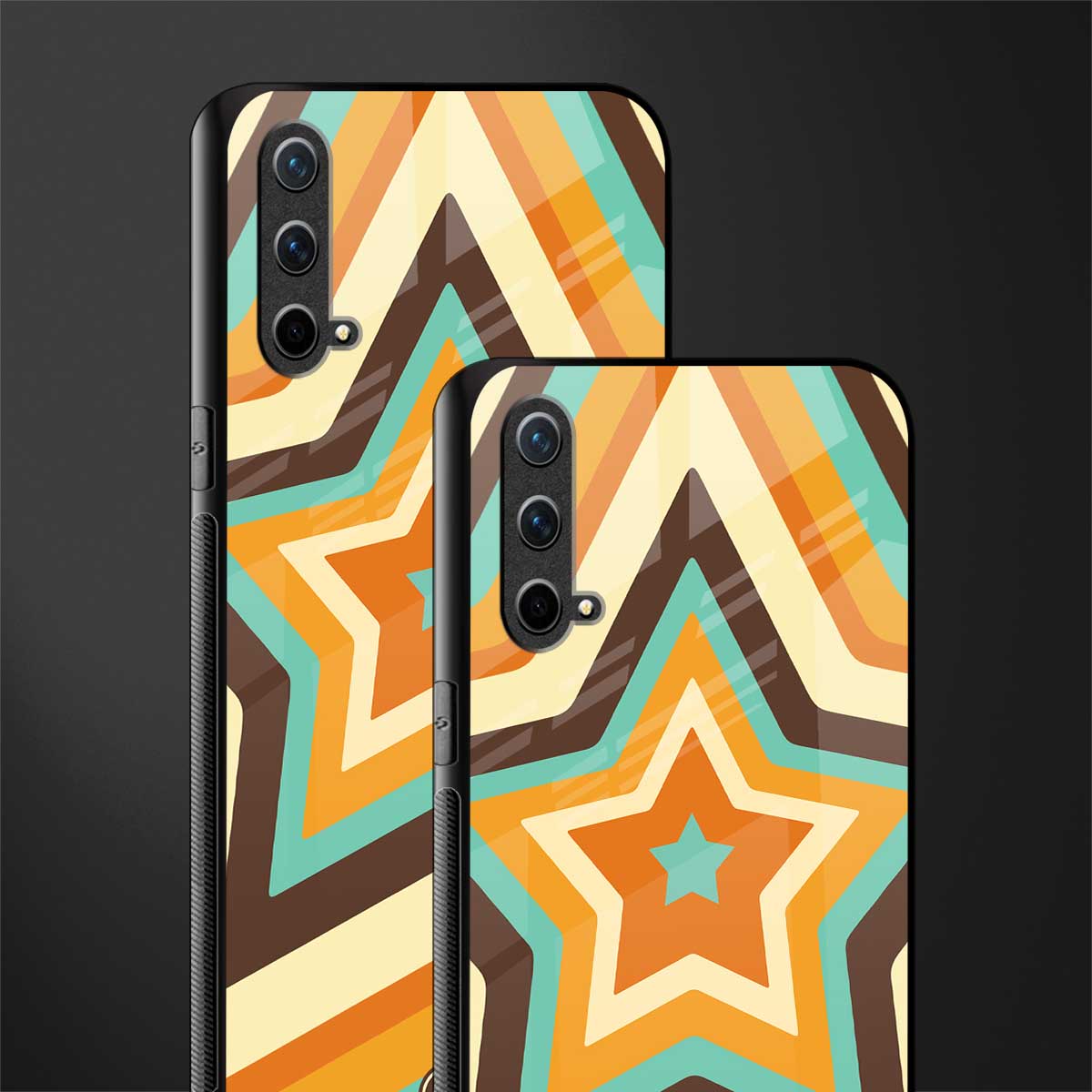 y2k orange brown stars glass case for oneplus nord ce 5g image-2