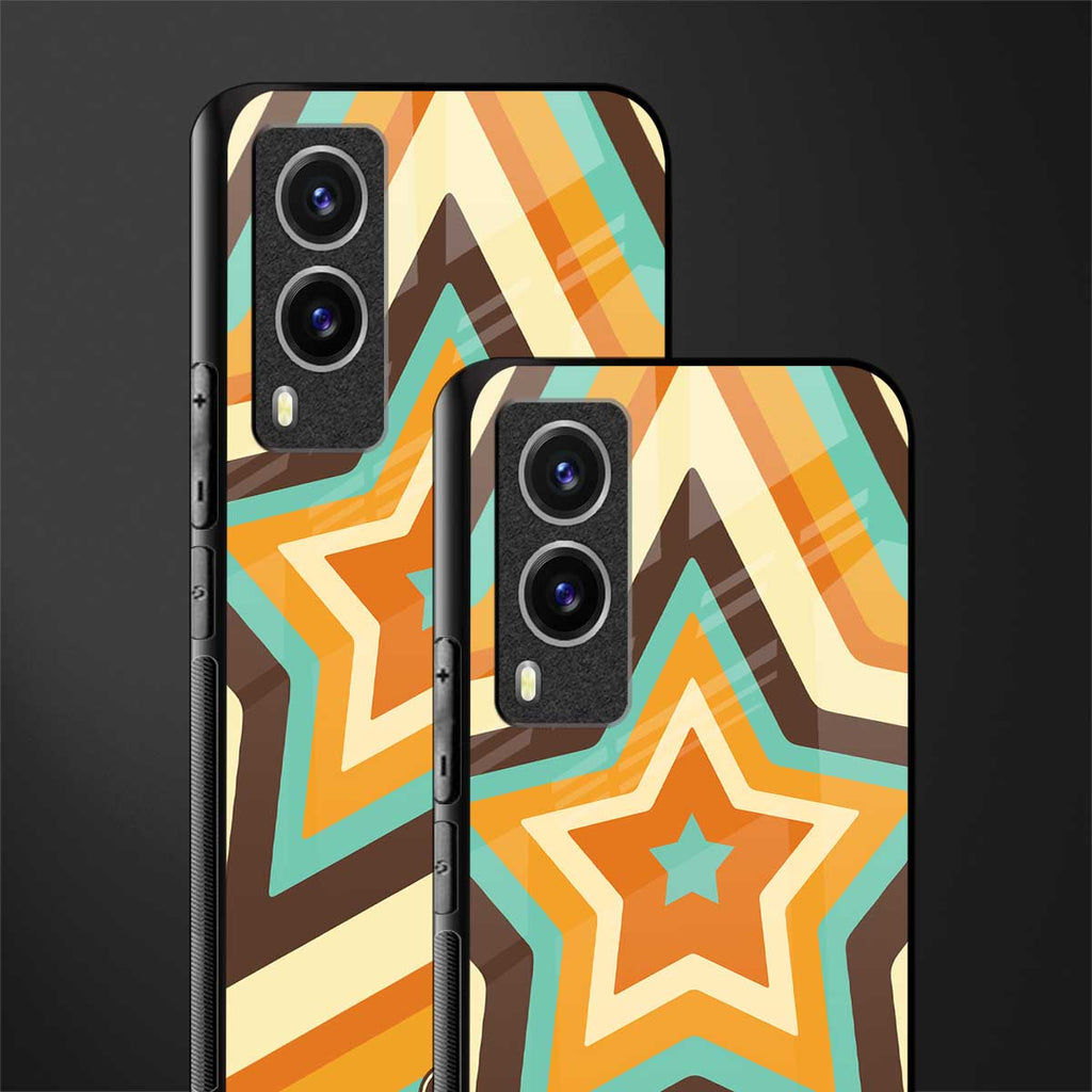 y2k orange brown stars glass case for vivo v21e 5g image-2