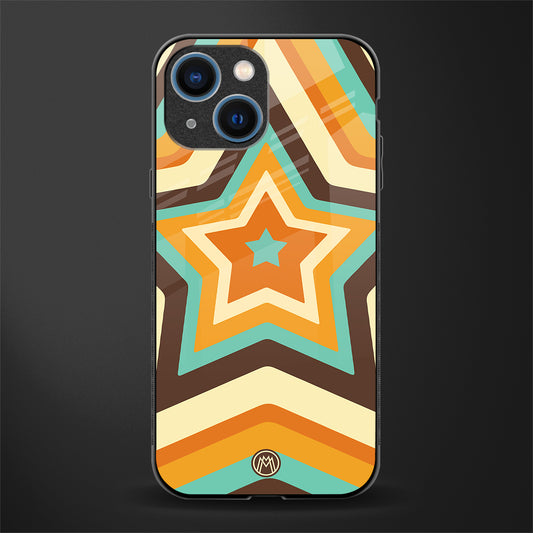 y2k orange brown stars glass case for iphone 13 mini image
