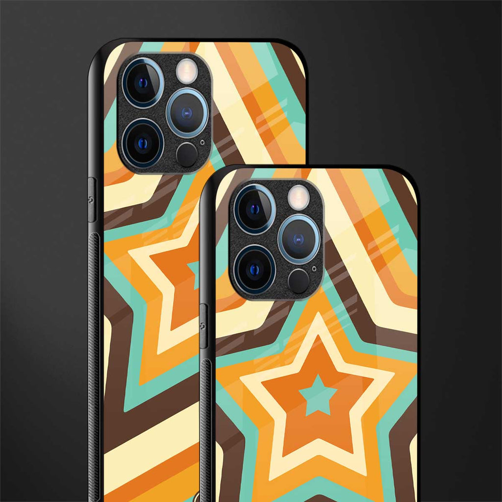 y2k orange brown stars glass case for iphone 12 pro image-2
