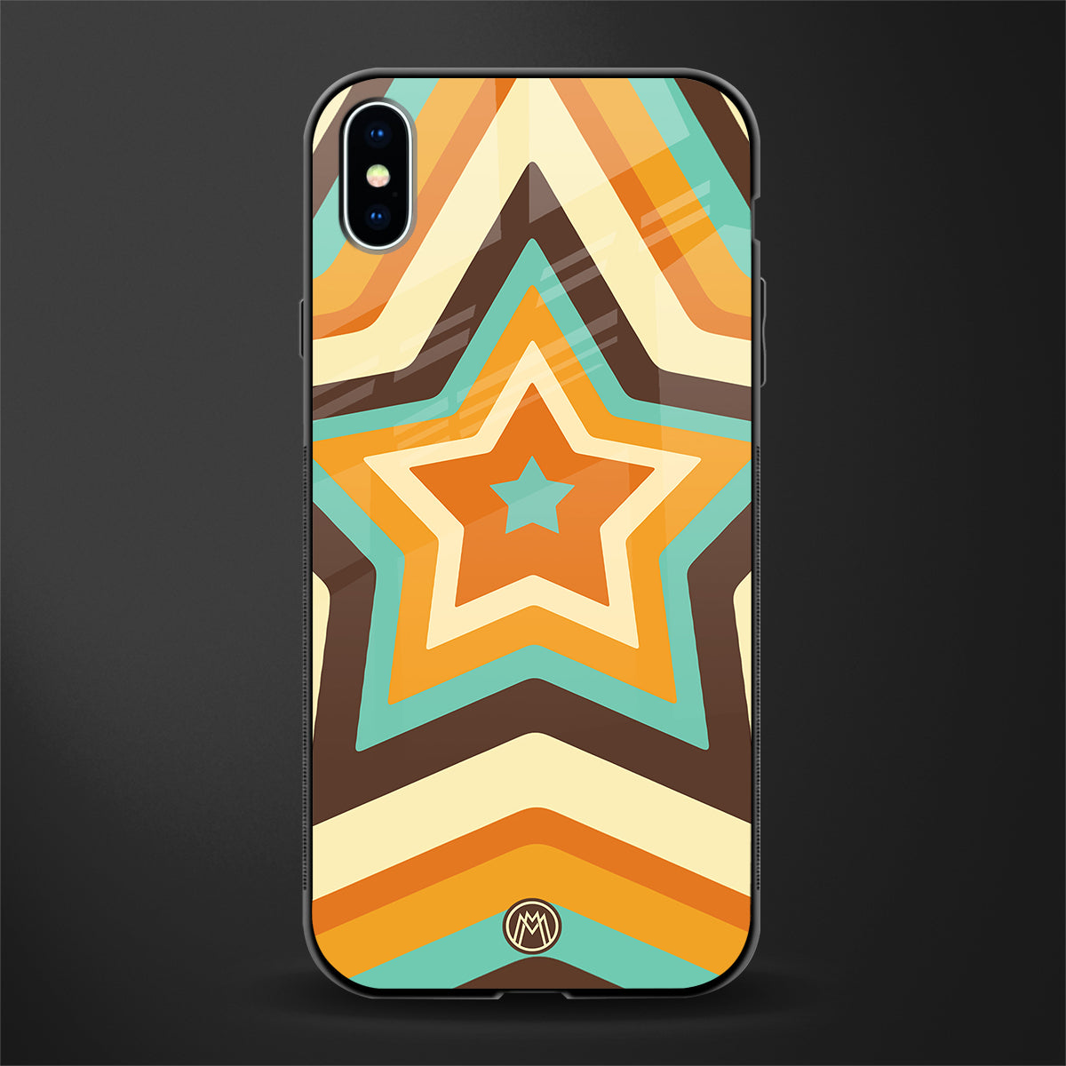 y2k orange brown stars glass case for iphone xs max image