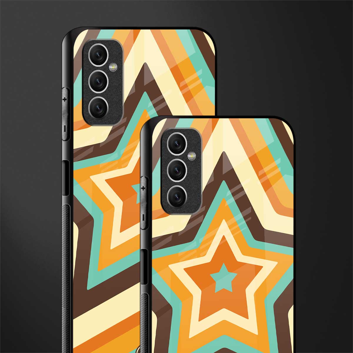 y2k orange brown stars glass case for samsung galaxy m52 5g image-2