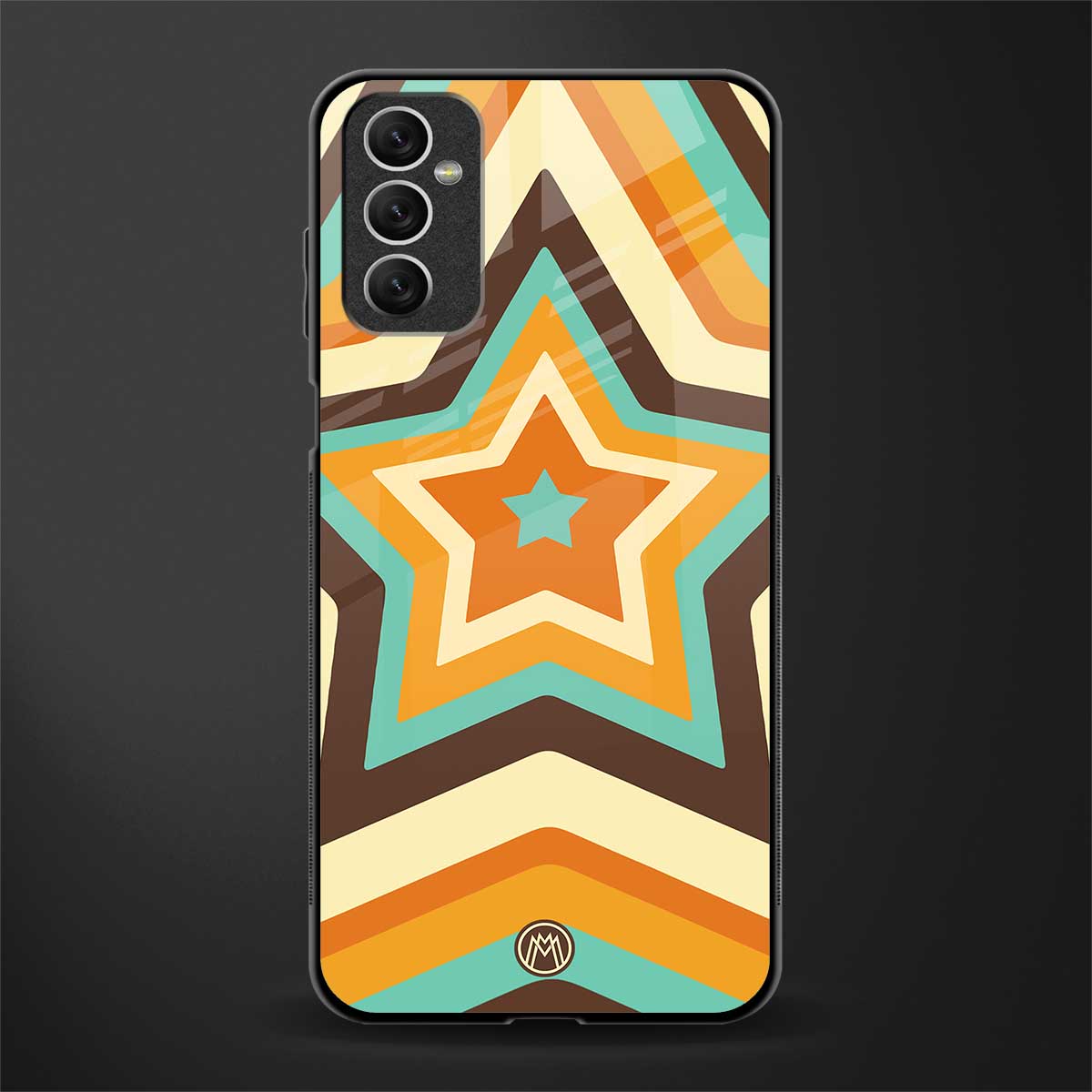 y2k orange brown stars glass case for samsung galaxy m52 5g image