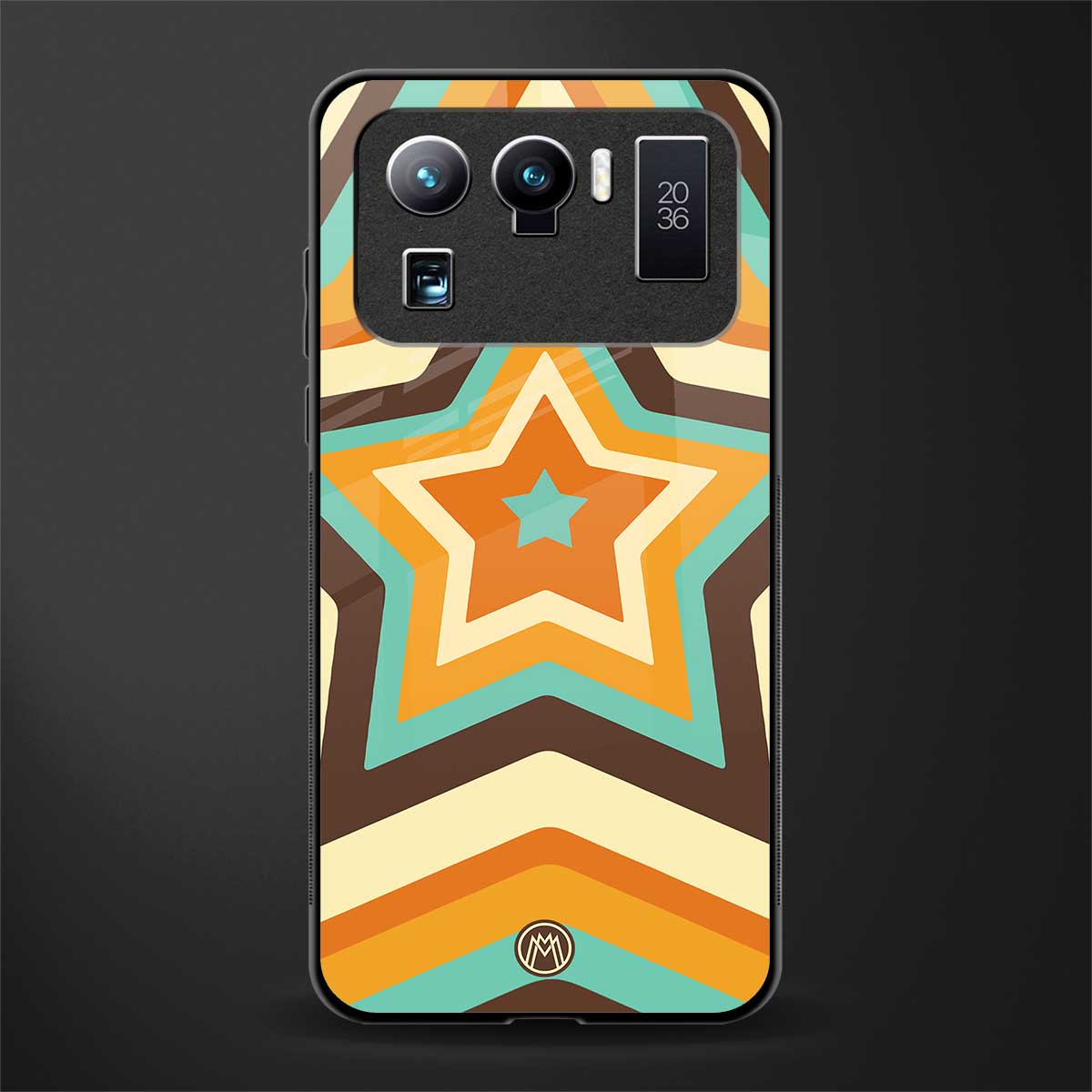 y2k orange brown stars glass case for mi 11 ultra 5g image