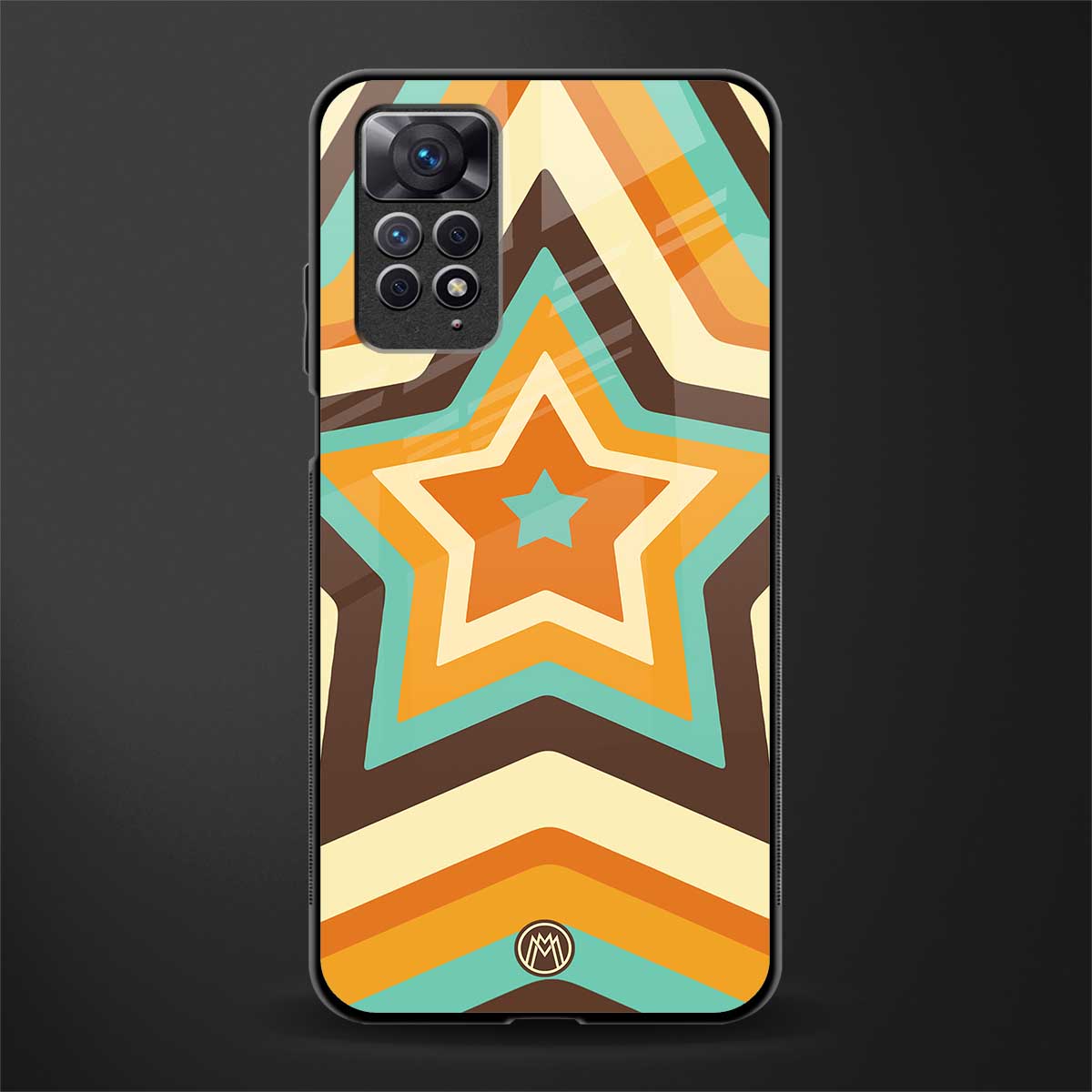 y2k orange brown stars back phone cover | glass case for redmi note 11 pro plus 4g/5g