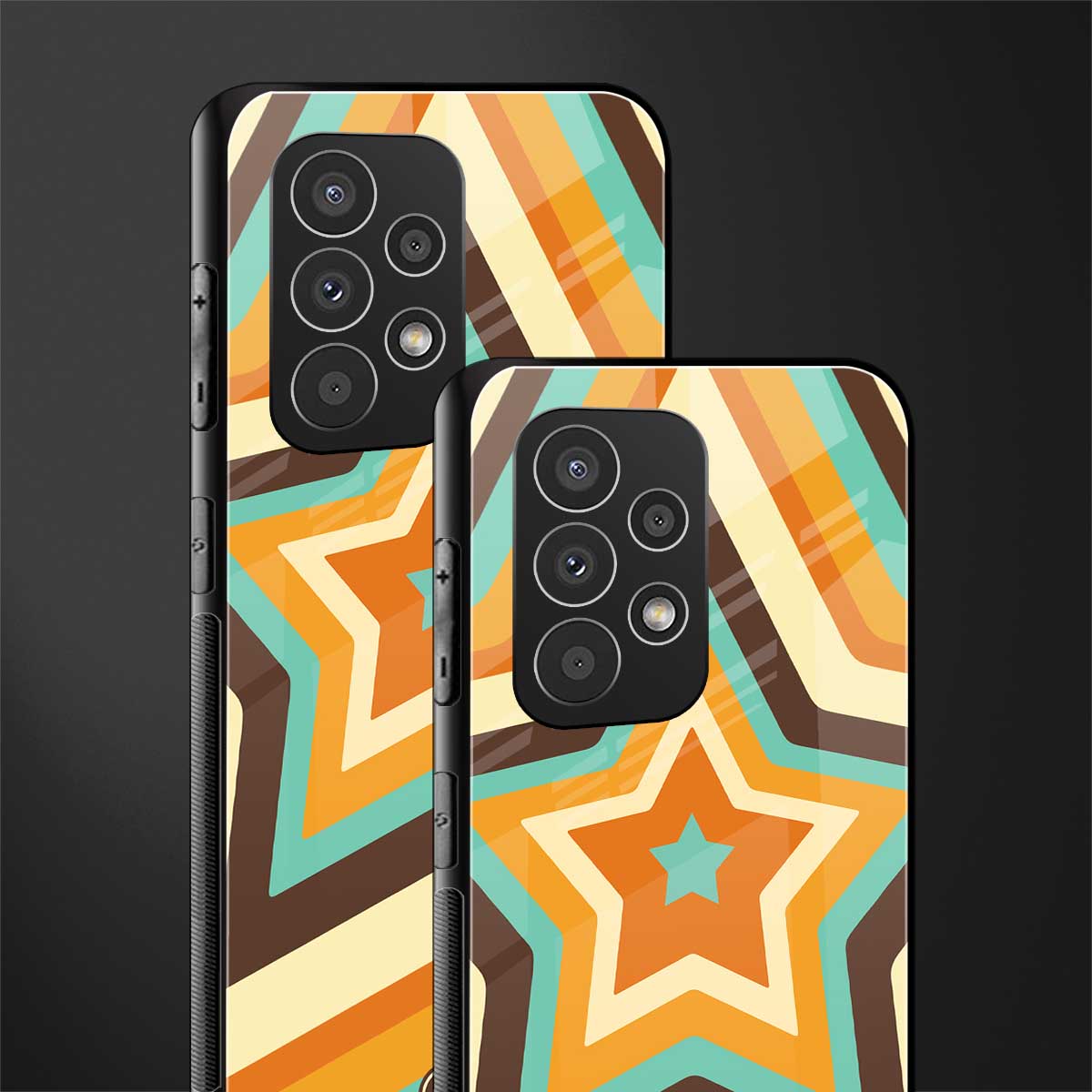 y2k orange brown stars back phone cover | glass case for samsung galaxy a53 5g