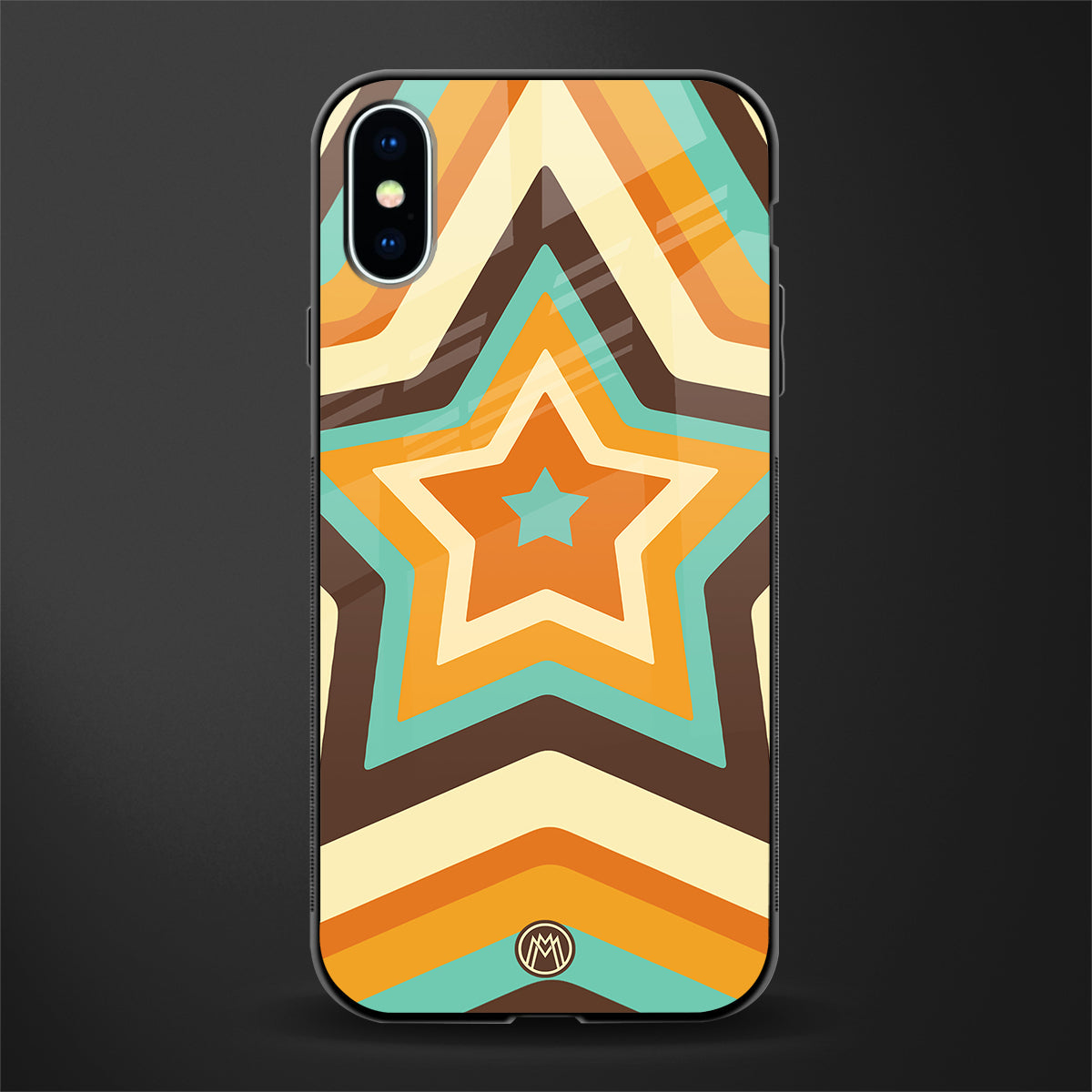 y2k orange brown stars glass case for iphone xs image