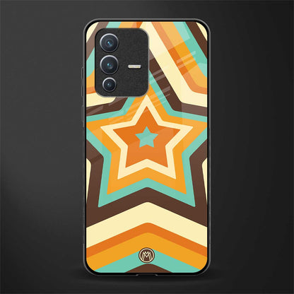 y2k orange brown stars glass case for vivo v23 5g image