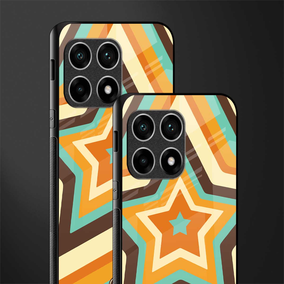 y2k orange brown stars glass case for oneplus 10 pro 5g image-2