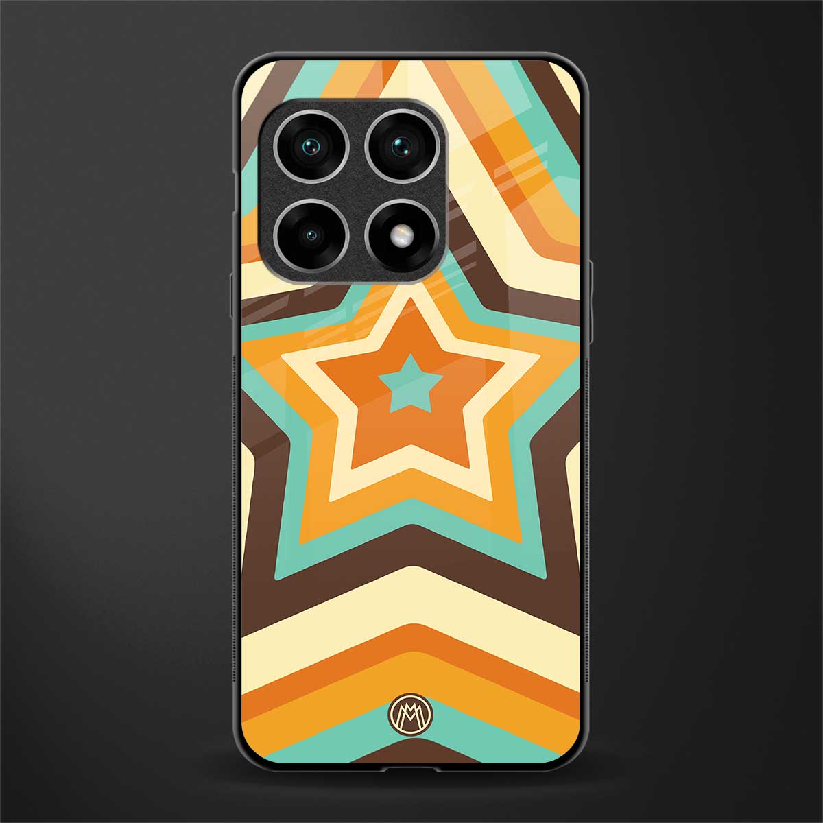 y2k orange brown stars glass case for oneplus 10 pro 5g image