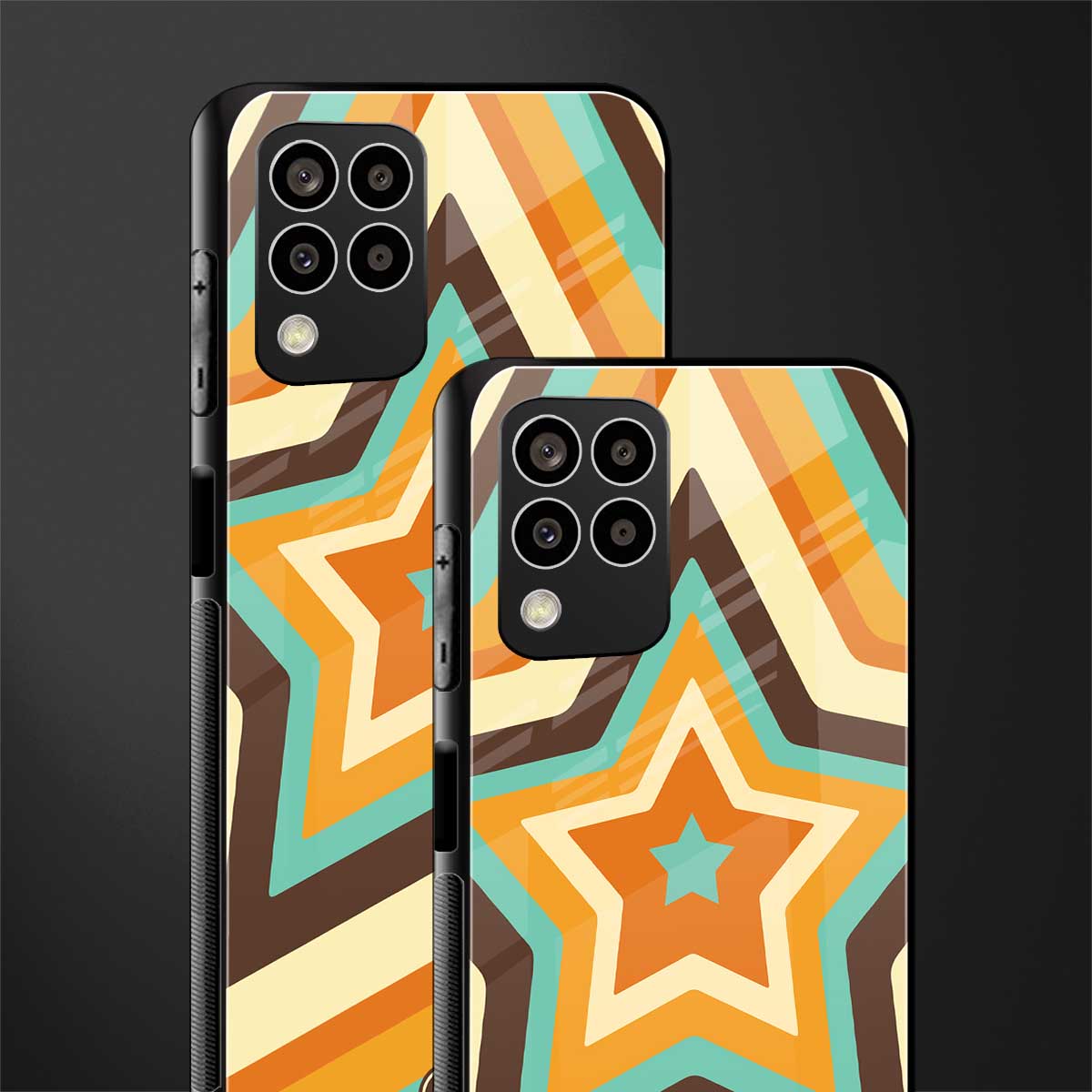 y2k orange brown stars back phone cover | glass case for samsung galaxy m33 5g