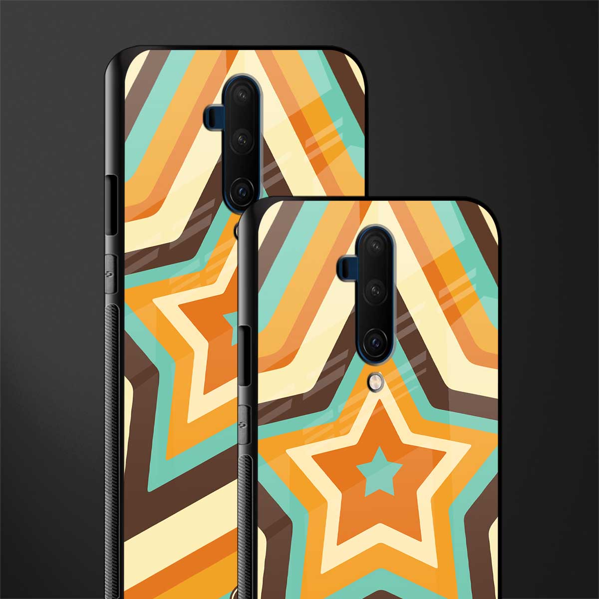 y2k orange brown stars glass case for oneplus 7t pro image-2