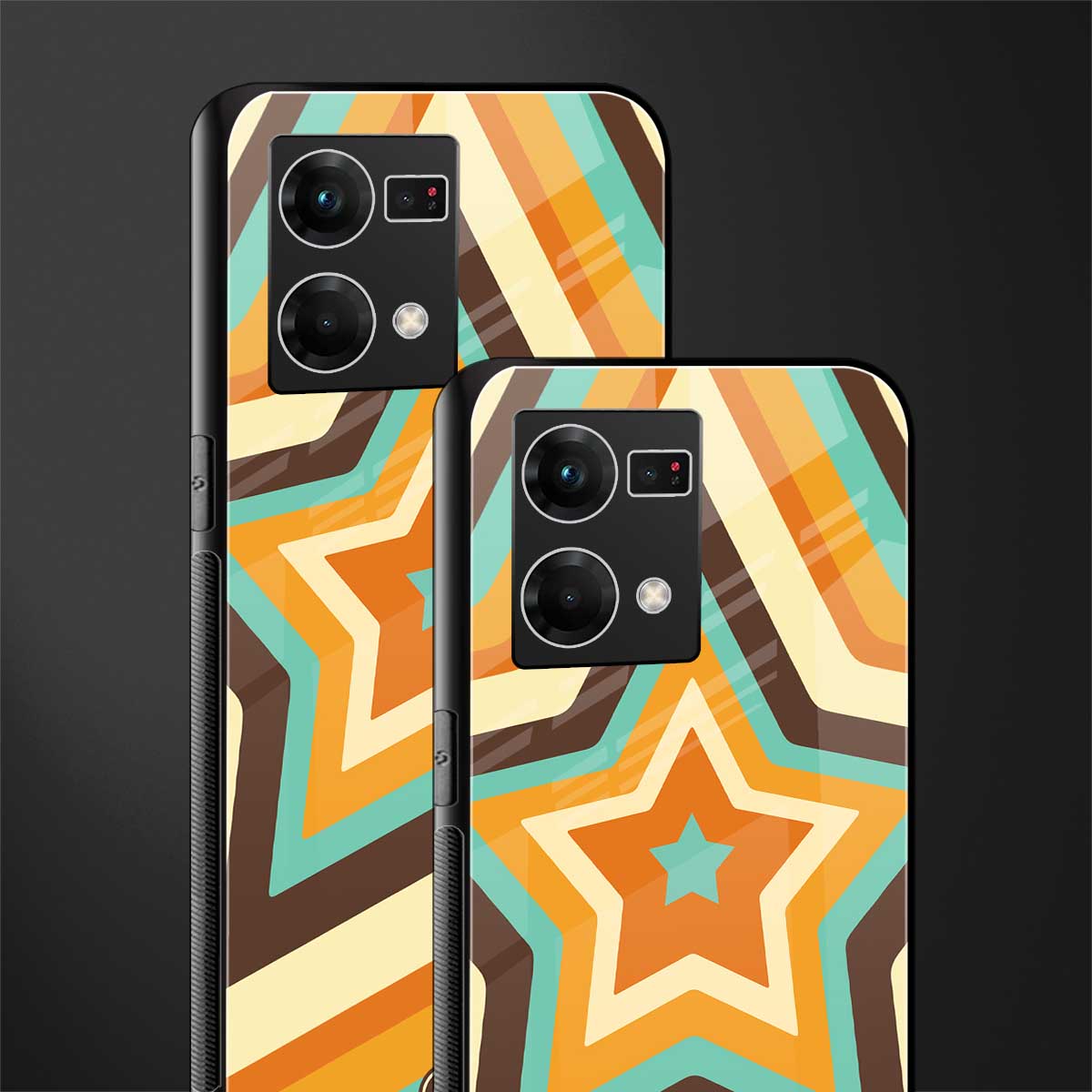 y2k orange brown stars back phone cover | glass case for oppo f21 pro 4g