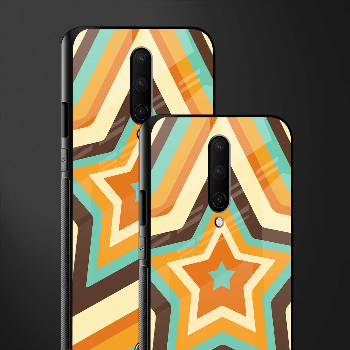 y2k orange brown stars glass case for oneplus 7 pro image-2