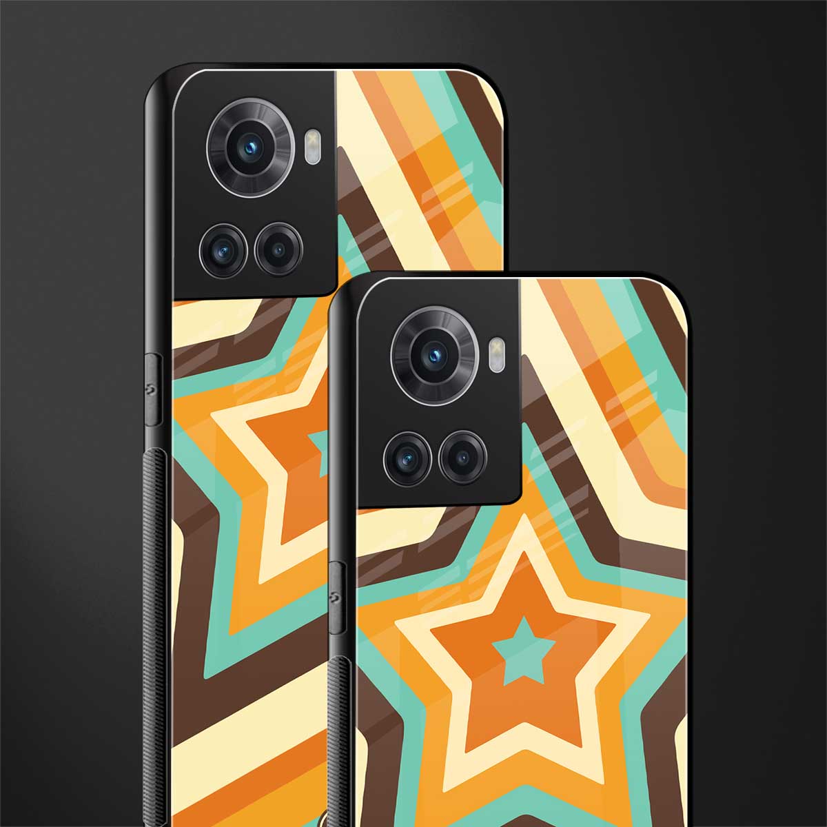 y2k orange brown stars back phone cover | glass case for oneplus 10r 5g