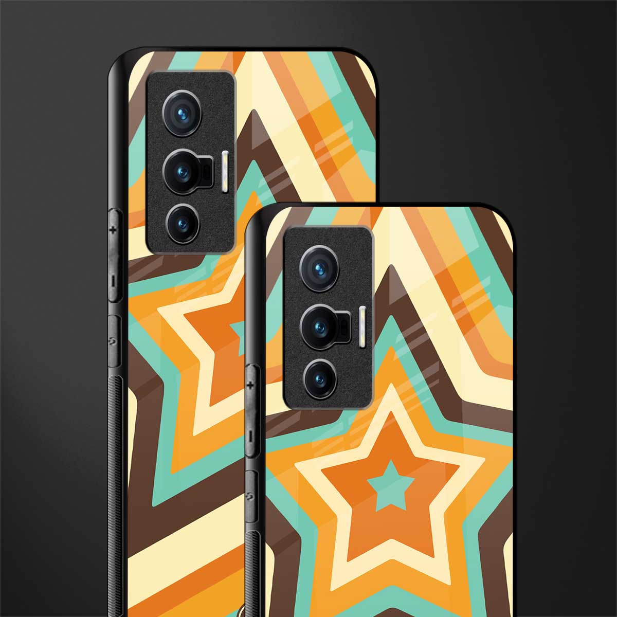 y2k orange brown stars glass case for vivo x70 image-2