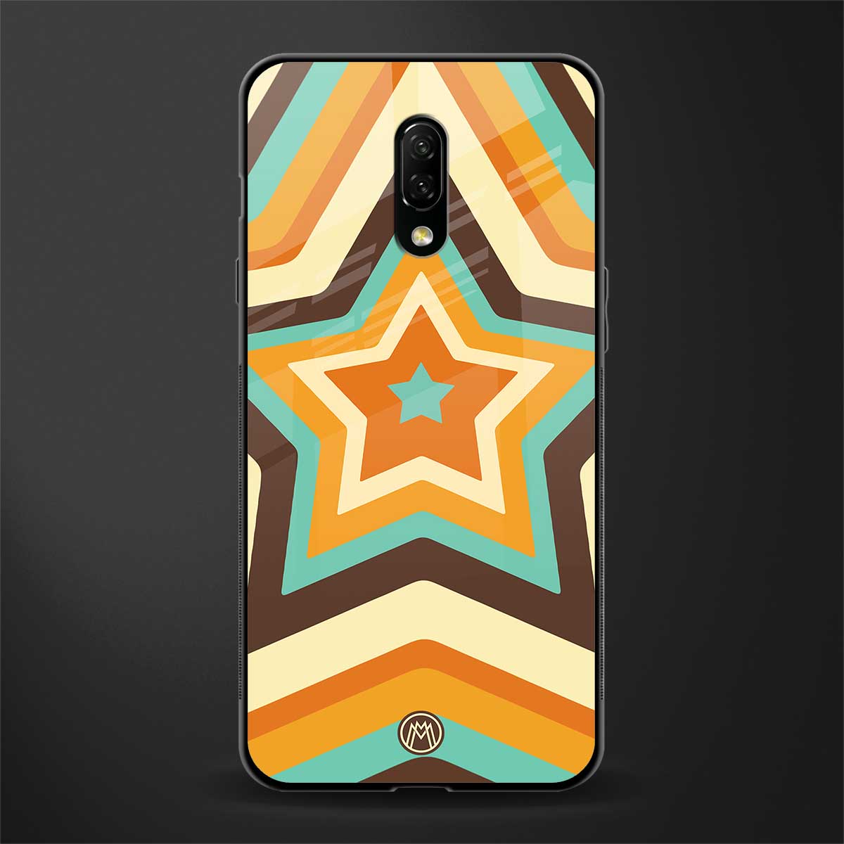 y2k orange brown stars glass case for oneplus 7 image