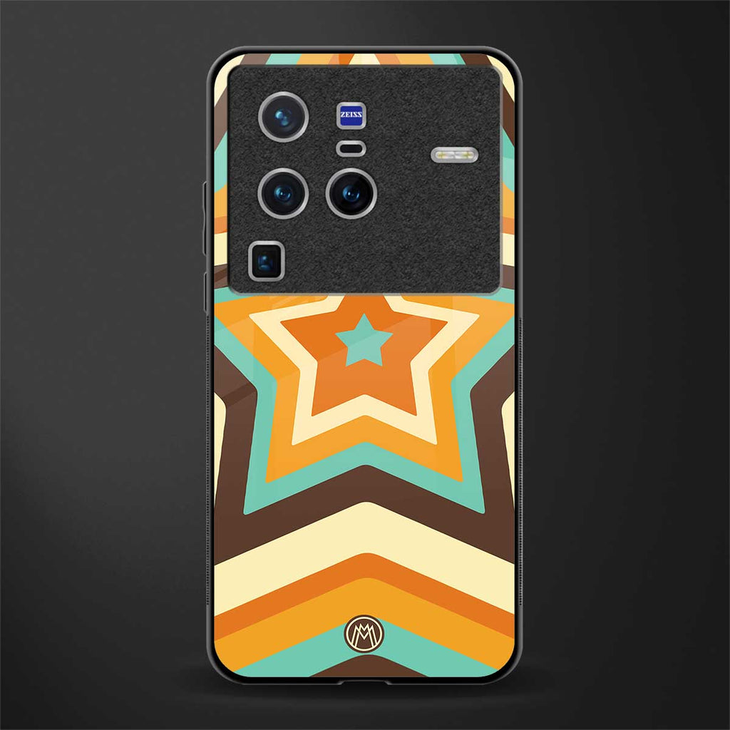 y2k orange brown stars glass case for vivo x80 pro 5g image