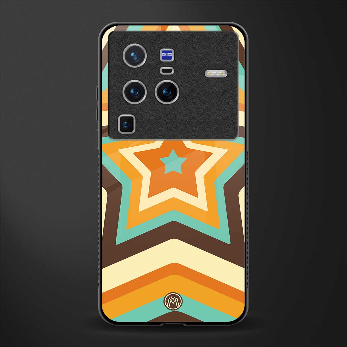 y2k orange brown stars glass case for vivo x80 pro 5g image
