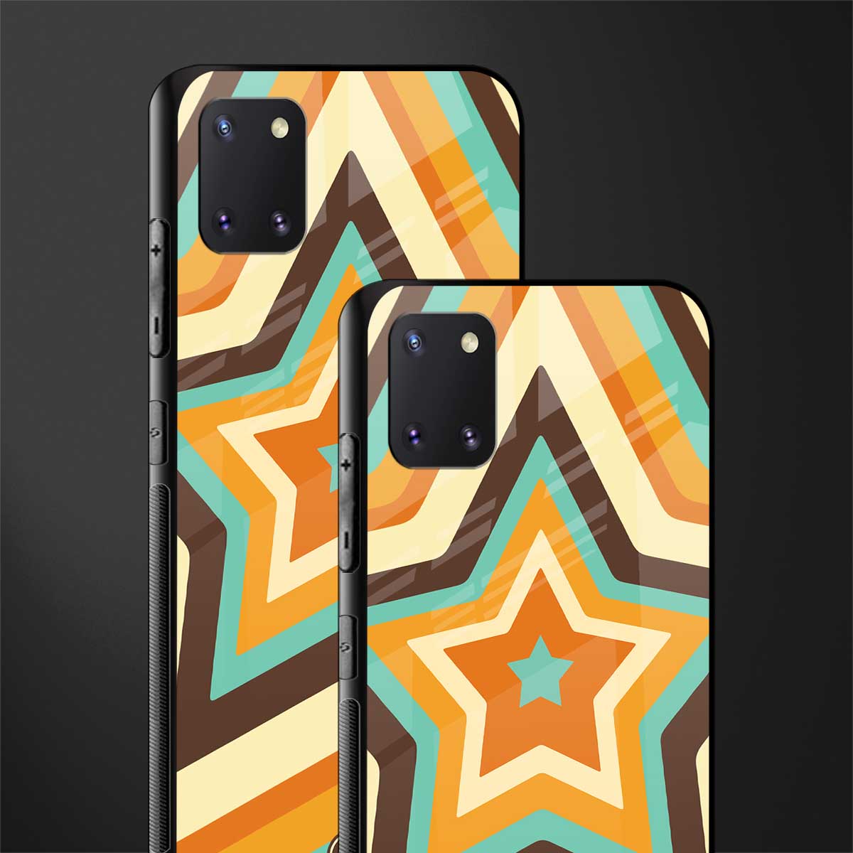 y2k orange brown stars glass case for samsung a81 image-2