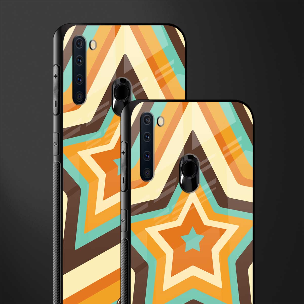 y2k orange brown stars glass case for samsung a21 image-2