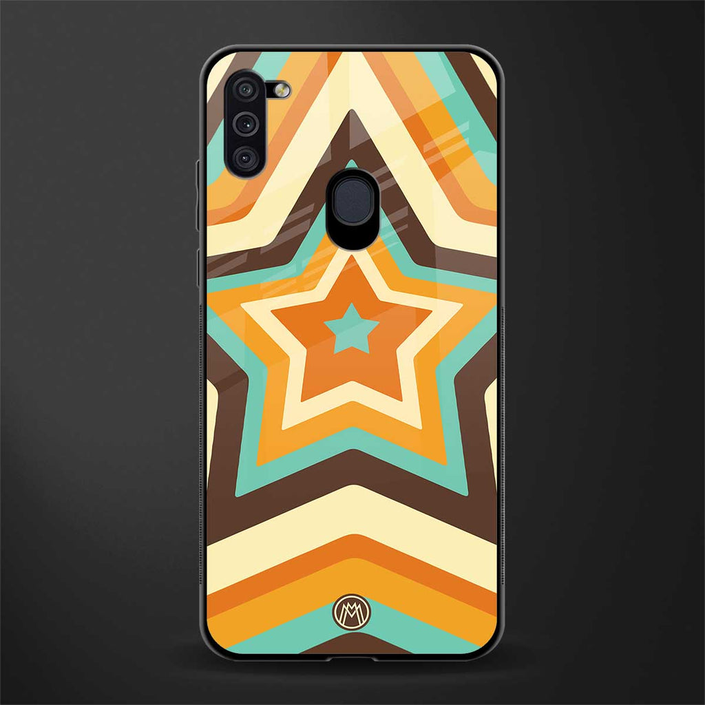y2k orange brown stars glass case for samsung a11 image