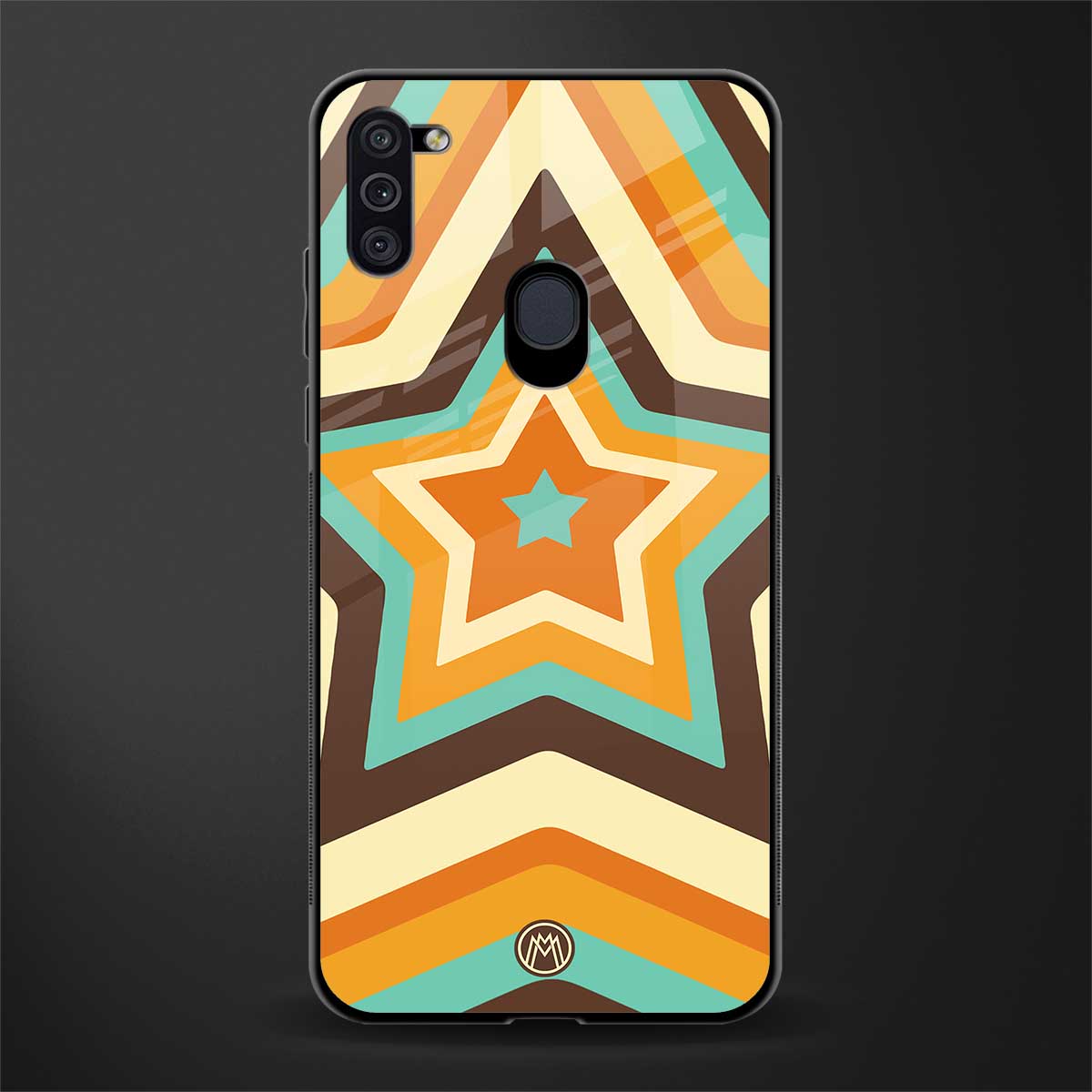 y2k orange brown stars glass case for samsung a11 image