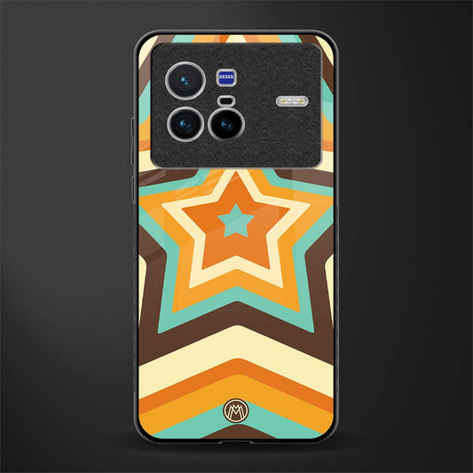 y2k orange brown stars glass case for vivo x80 image