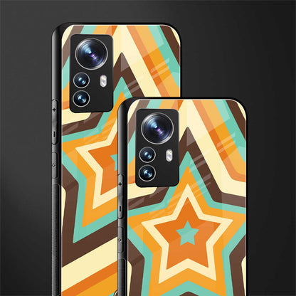 y2k orange brown stars back phone cover | glass case for xiaomi 12 pro
