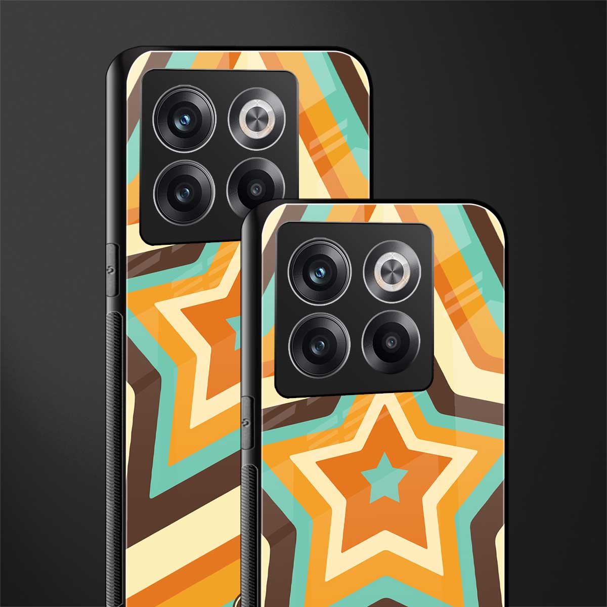 y2k orange brown stars back phone cover | glass case for oneplus 10t