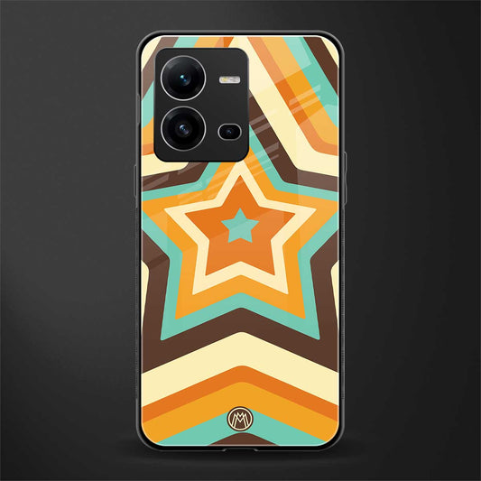 y2k orange brown stars back phone cover | glass case for vivo v25-5g