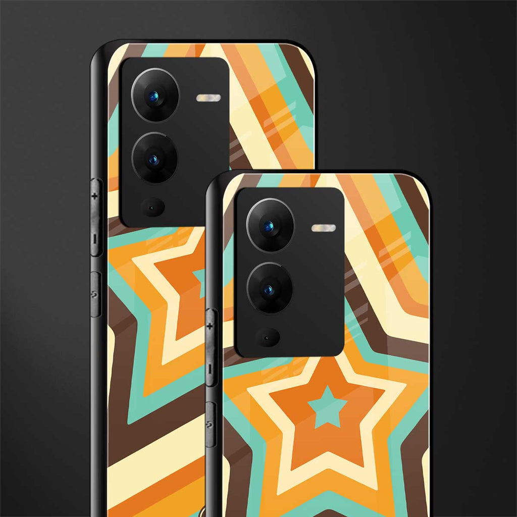 y2k orange brown stars back phone cover | glass case for vivo v25 pro 5g