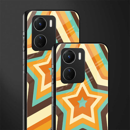 y2k orange brown stars back phone cover | glass case for vivo y16