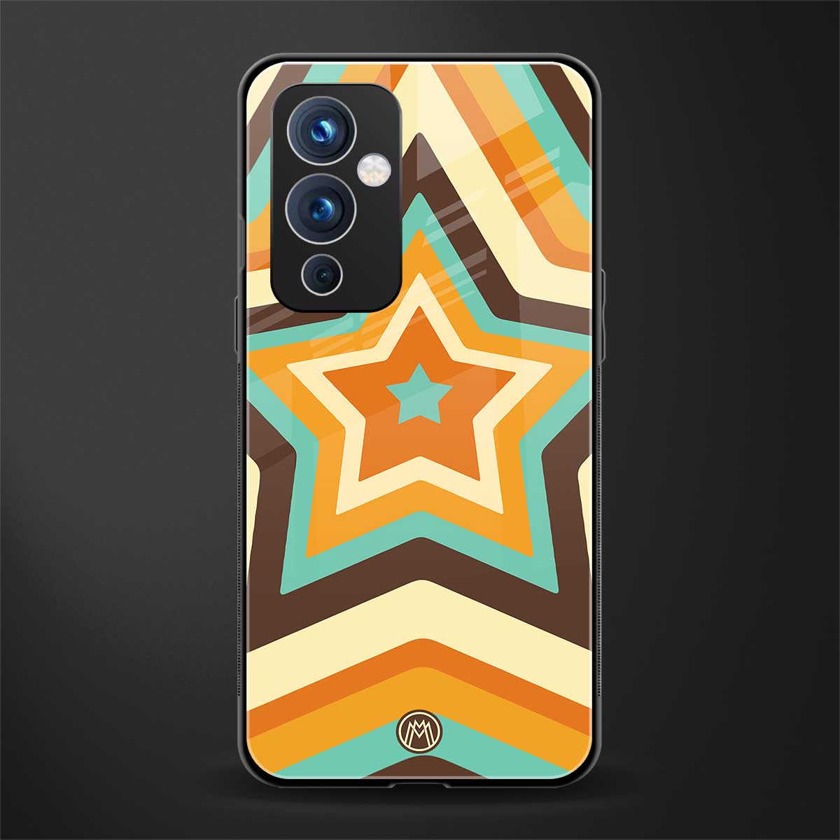y2k orange brown stars back phone cover | glass case for oneplus 9