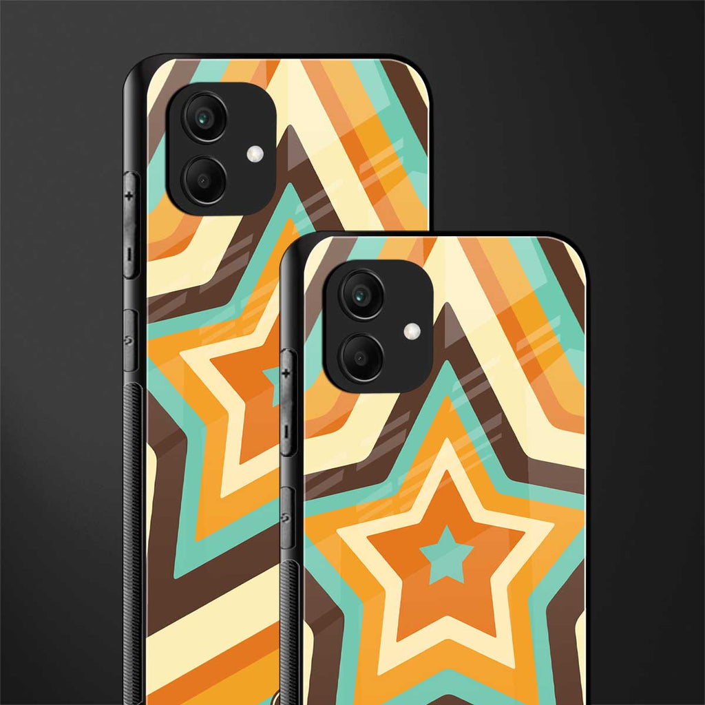 y2k orange brown stars back phone cover | glass case for samsung galaxy a04