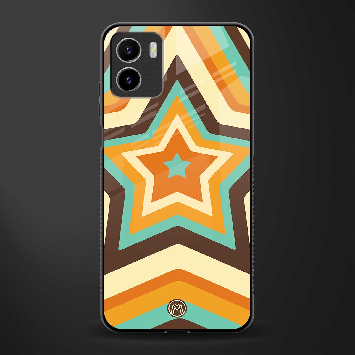 y2k orange brown stars back phone cover | glass case for vivo y72