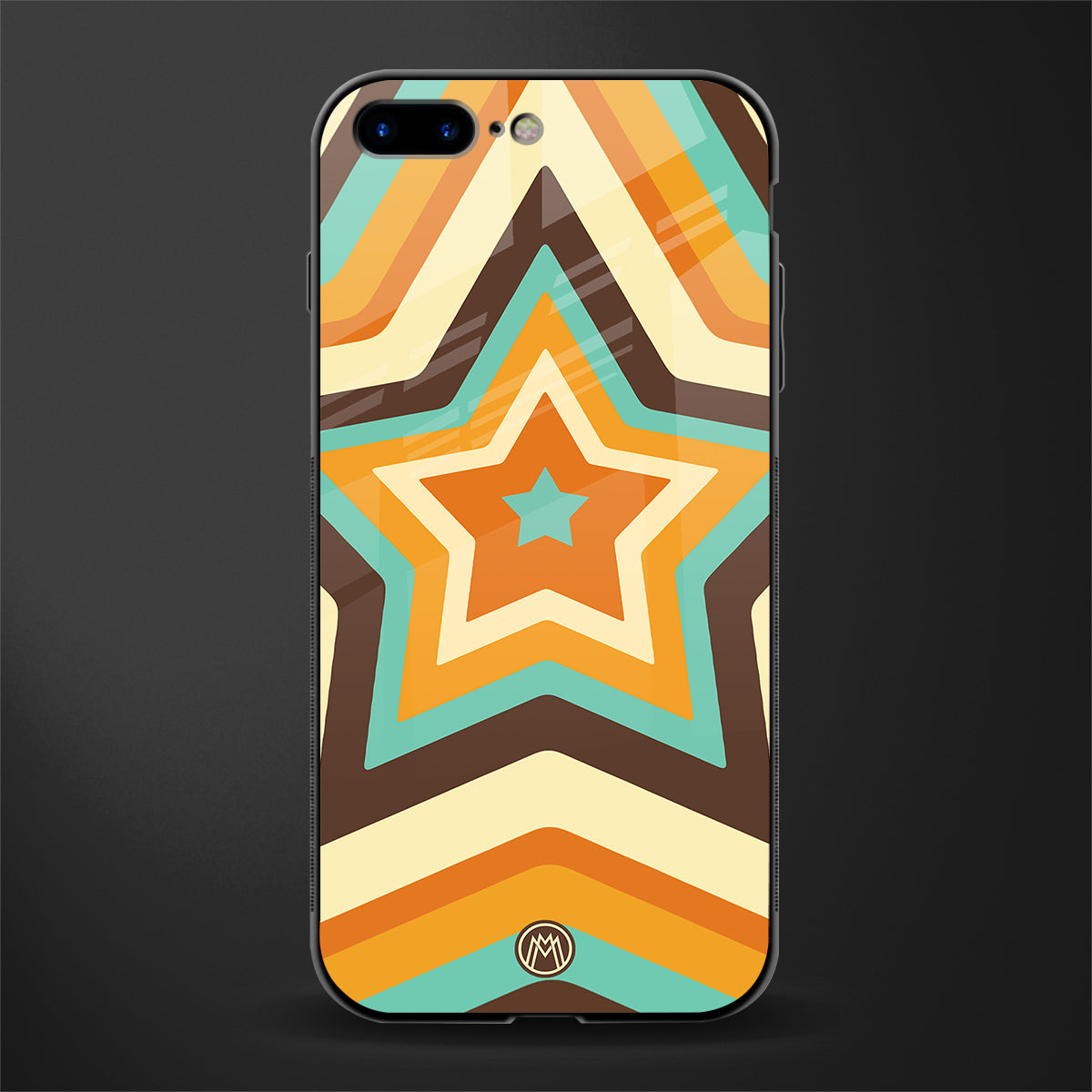 y2k orange brown stars glass case for iphone 8 plus image
