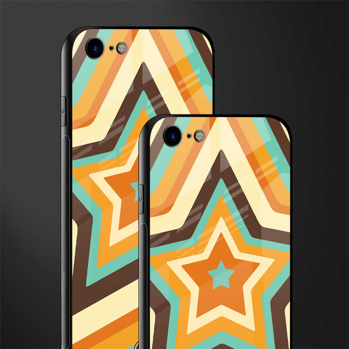 y2k orange brown stars glass case for iphone se 2020 image-2