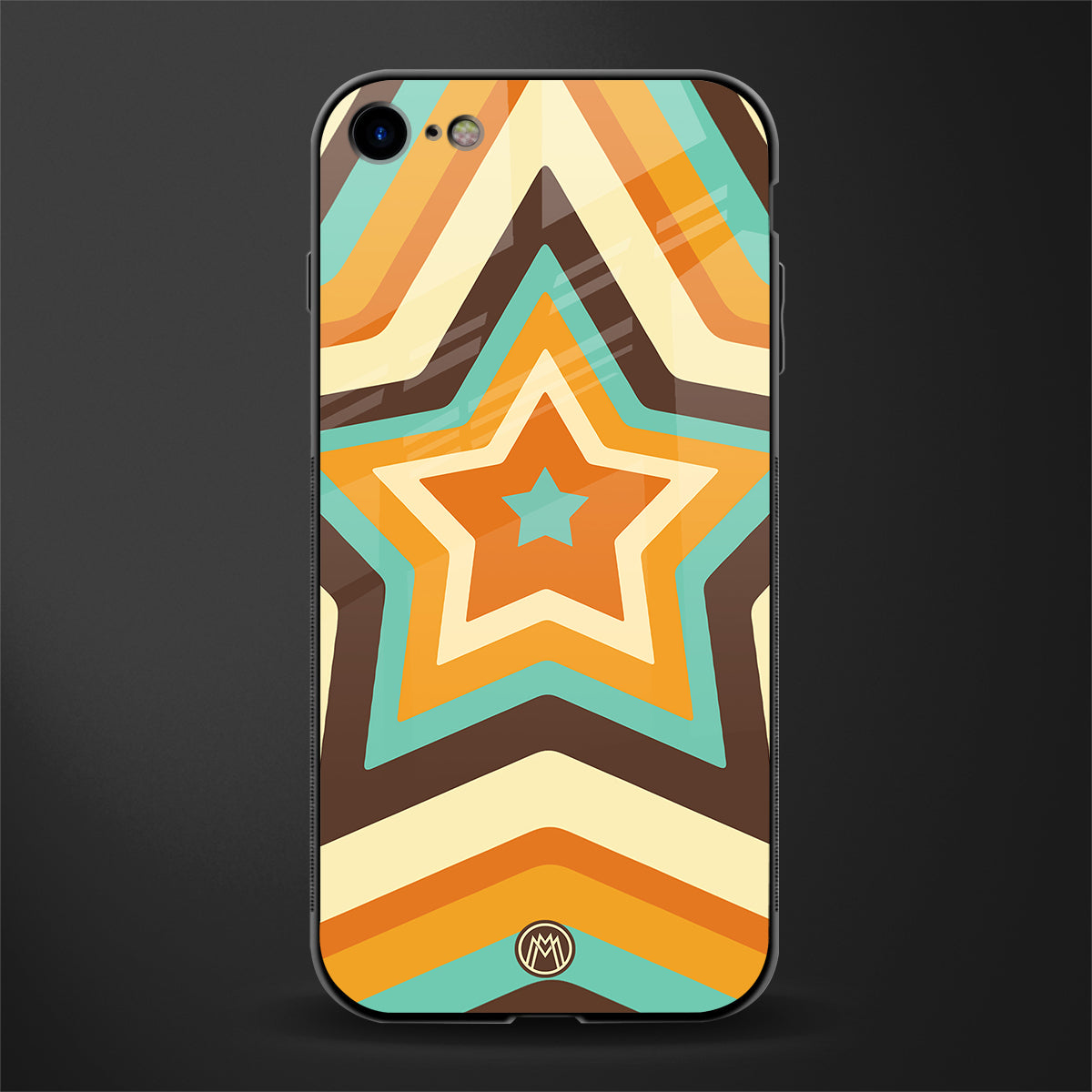 y2k orange brown stars glass case for iphone 8 image