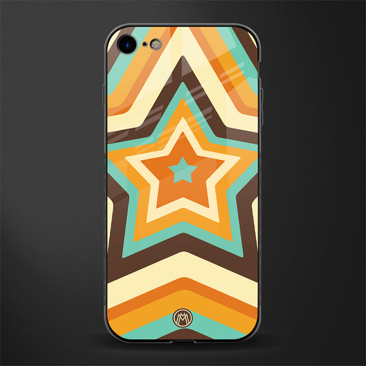 y2k orange brown stars glass case for iphone 8 image