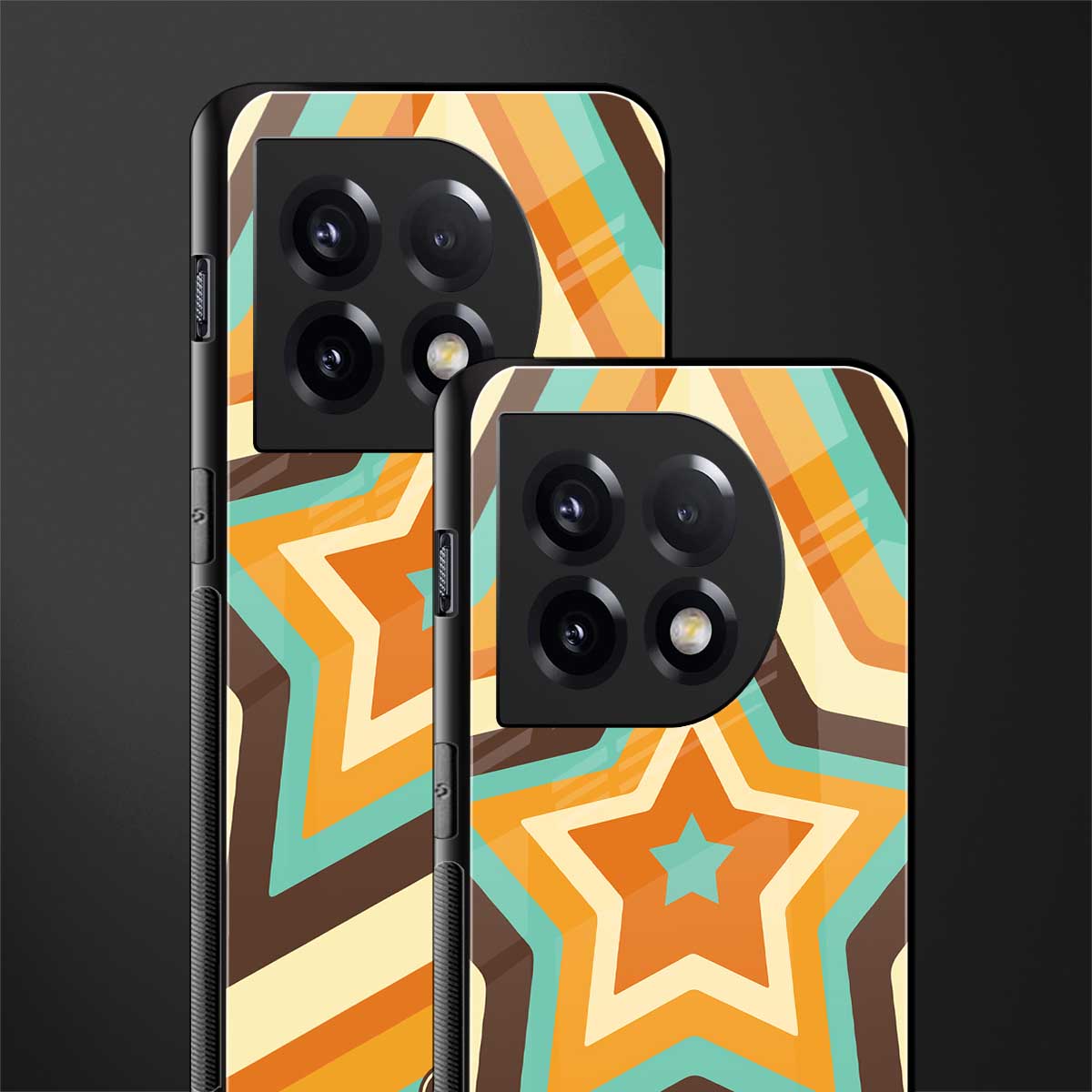 y2k orange brown stars back phone cover | glass case for oneplus 11
