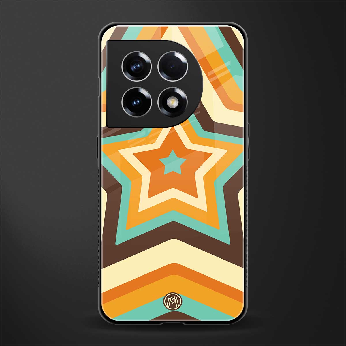 y2k orange brown stars back phone cover | glass case for oneplus 11