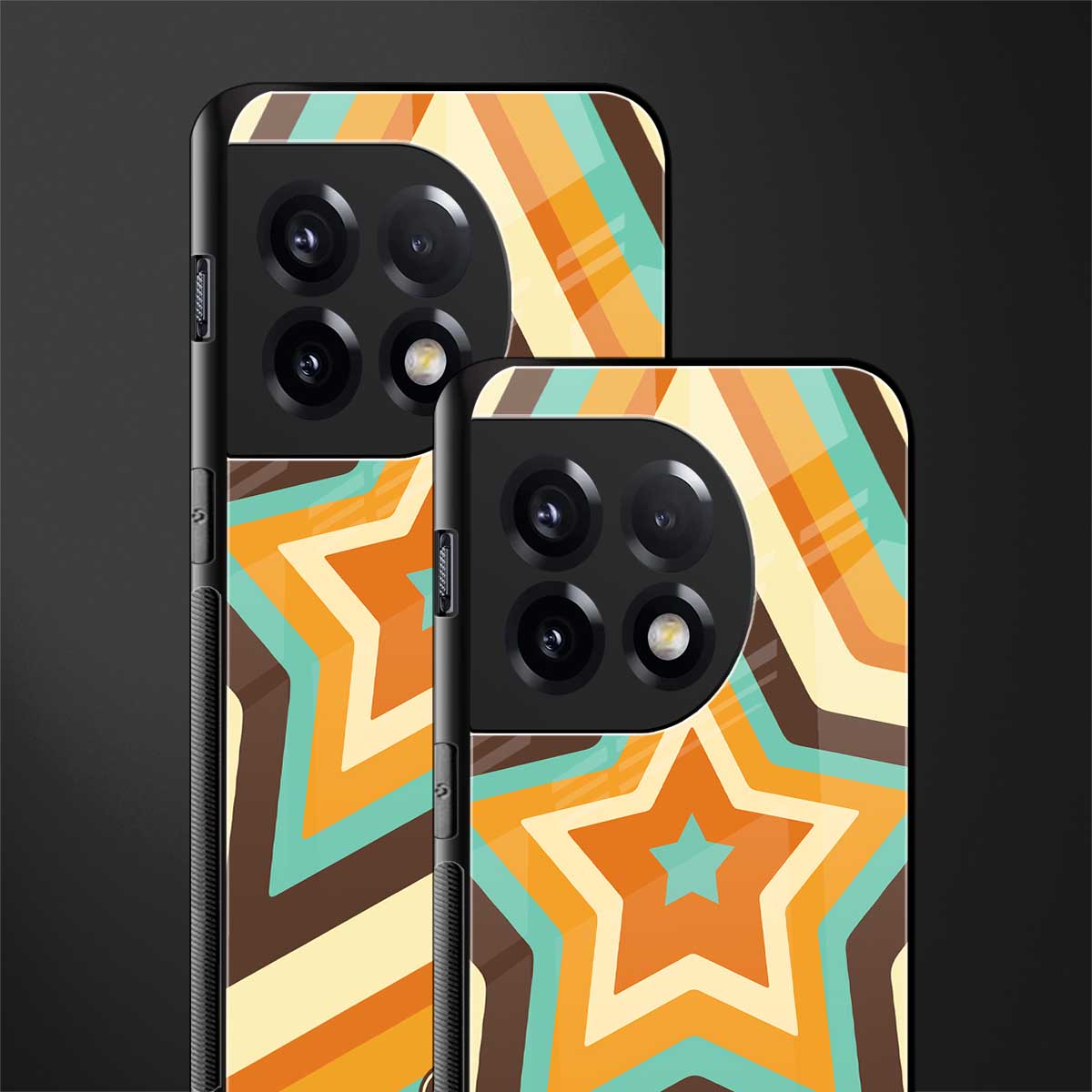 y2k orange brown stars back phone cover | glass case for oneplus 11r