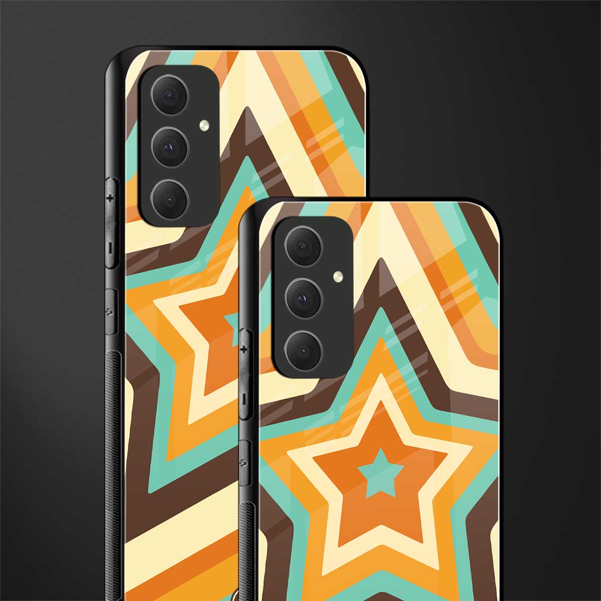 y2k orange brown stars back phone cover | glass case for samsung galaxy a54 5g