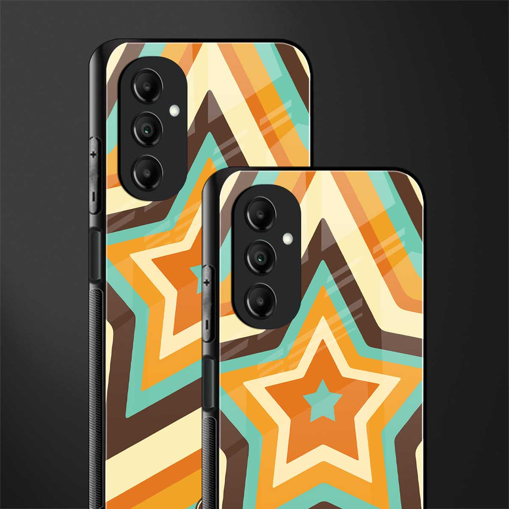 y2k orange brown stars back phone cover | glass case for samsung galaxy a14 5g